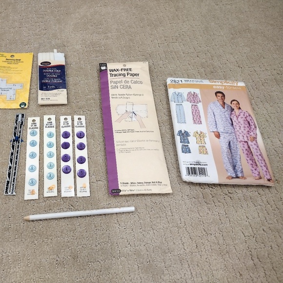 Simplicity Pattern 2821 Pajama Long Sleeve & Pants with Sewing Supplies - Picture 1 of 6